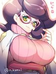  artist_name capelet glasses n_kamui pink-framed_eyewear pokemon pokemon_(game) pokemon_sm purple_hair short_hair solo sparkle sweater turtleneck turtleneck_sweater twitter_username wicke_(pokemon) 