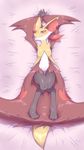  2016 armpits bed blush canine delphox female feral fox kajinchu lying mammal nintendo on_back pok&eacute;mon red_eyes simple_background solo video_games 