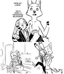  blush canine clothing comic disney female fox jack_savage lagomorph male mammal rabbit replytoanons skye_(zootopia) text tools zootopia 