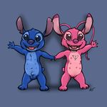  2016 alien angel_(lilo_and_stitch) armpits balls breasts digital_media_(artwork) disney duo experiment_(species) female fur lilo_and_stitch male mammal monster nipples nude open_mouth penis pussy simple_background stitch tongue tongue_out zekromlover 