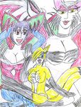  blood crossgender darkstalkers hedgehog jenny lilith mammal miles_prower roaring sonic_(series) traditional_media_(artwork) video_games 