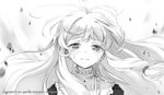  comet_(teamon) crying crying_with_eyes_open greyscale long_hair monochrome puffy_sleeves solo soul_worker stella_unibell tears wind 