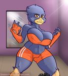  anthro avian big_breasts bird breasts busty_bird bweenlewds cleavage clothed clothing erect_nipples female nipple_bulge nipples solo 