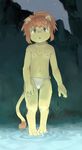  child clothing cub dipstick feline fundoshi fur green_eyes hair hairband japanese_clothing lion male mammal navel nipples open_mouth orange_hair solo underwear water yellow_fur young コいけ 