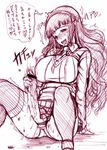  blush foreskin futanari long_hair monochrome red-rum sweat tomoe_hanagasa 