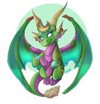  dragon feral green_scales horn no_pupils purple_scales scales simple_background smile solo tsepish video_games warcraft western_dragon wings ysera 