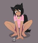  animal_humanoid bell blush brown_eyes cat_humanoid clothed clothing collar feline hoodie_(artist) humanoid mammal mouse rodent shirt shorts simple_background 
