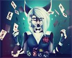  alenkavoxis anthro clothed clothing feline female looking_at_viewer mammal poker smile solo 