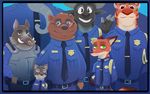  anthro bovine canine clothed clothing disney feline female fox fur katherine_clawhauser_(mistermead) male mammal mistermead nick_wilde police_uniform tiger uniform zootopia 