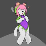  &lt;3 cat clothing cub ear_tuft feline fur grey_fur hair jellymouse living_clothes mammal one-piece_swimsuit pet petting pink_hair short_hair swimsuit tentacles tuft young 