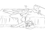  2016 anthro bed drooling female lying mammal monochrome mouse nude on_bed on_front open_mouth pillow plushie rodent sailoranna saliva simple_background sleeping solo white_background 