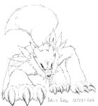  2006 all_fours canine david_siegl digimon drooling female fox fur mammal renamon saliva simple_background solo white_background 