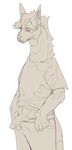 anthro camelid circumcised clothing flat_colors holding_penis humanoid_penis liteu llama long_neck looking_down male mammal monochrome penis poking_out shirt solo standing sweatpants t-shirt 