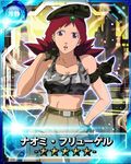  00s 1girl breasts female gloves hair_ornament hat large_breasts long_hair looking_at_viewer naomi_fluegel official_art red_hair solo spiked_hair zoids zoids_shinseiki/zero 