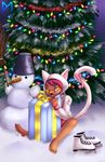  cat christmas diaminerre feline gift holidays mammal new_year ribbons skate snowman suit winter 