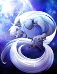  2012 anthro black_nose blue_eyes canine claws clothed clothing fur grey_fur hair hi_res long_hair male mammal pretty_cure smile_pretty_cure solo teeth white_hair wolf wolfrun ロク 