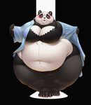  anthro bear bedroom_eyes belly big_belly big_breasts blue_eyes blush bra breasts clothed clothing female gillpanda gillpanda_(character) half-closed_eyes lips looking_at_viewer mammal obese open_mouth overweight overweight_female panda seductive simple_background solo underwear wide_hips 