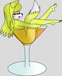  absurd_res alcohol beverage bottle canine dipstick_tail eyes_closed female fox fur hi_res mammal master_hellhound ms_paint multicolored_tail nude open_mouth susana_takeishi white_fur yellow_fur 