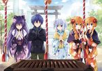  date_a_live itsuka_shidou japanese_clothes kimono tobiichi_origami tsunako yamai_kaguya yamai_yuzuru 