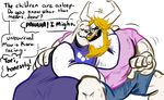  asgore_dreemurr beard blonde_hair boss_monster caprine clothed clothing english_text facial_hair goat hair horn humor mammal simple_background squatlord text toriel undertale video_games 