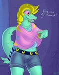  2016 alligator blonde_hair bratty_(undertale) clothing crocodilian dialogue english_text female hair reptile scalie skoon solo text undertale video_games 