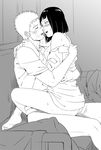  1boy 1girl black_hair blush couple hal_(sakurajam) hetero husband_and_wife hyuuga_hinata monochrome naruto sex uzumaki_naruto 