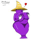  &lt;3 big_breasts breasts female hair_over_eyes hat marilyn mario_bros navel nintendo nipples open_mouth overweight paper_mario purple_nipples purple_skin pussy shadow_siren smashmael solo valnyr video_games wide_hips witch_hat 