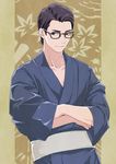  black_hair glasses isa_(peien516) japanese_clothes joseph_oda kimono male_focus solo the_evil_within yukata 
