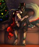  anthro canine christmas christmas_tree clothed clothing duo female holidays hug inside male male/female mammal nelly63 sitting smile tree 