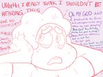  alien amethyst_(steven_universe) cartoon_network dialogue english_text female gem gem_(species) human humanoid male mammal not_furry simple_background steven_quartz_universe steven_universe sweat text unknown_artist vidalia 