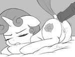  2016 anal anal_penetration animal_genitalia animal_pussy anus clitoris cub cutie_mark disembodied_penis dock duo equine equine_pussy eyes_closed female feral friendship_is_magic grey_background greyscale hi_res horn male male/female mammal monochrome my_little_pony penetration penis pussy pussy_juice raised_tail simple_background solo_focus sweetie_belle_(mlp) unicorn vsdrawfag young 