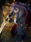  blue_hair broken_mask cape fingerless_gloves fire_emblem fire_emblem:_kakusei fire_emblem_cipher gloves highres holding holding_weapon jewelry long_hair looking_at_viewer lucina mask official_art solo sword thighhighs tiara toi8 weapon 