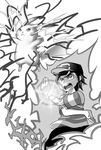  :o absurdres gen_1_pokemon greyscale hat highres lightning_bolt monochrome open_mouth pikachu pokemon pokemon_(creature) pokemon_(game) pokemon_sm pose teeth v-shaped_eyebrows white_background you_(pokemon) z-ring 