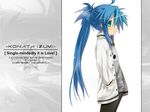  blue_hair engrish green_eyes izumi_konata long_hair lucky_star mizuki_makoto ponytail ranguage solo very_long_hair wallpaper 