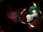  bucket green_hair highres in_bucket in_container kisume side_b solo touhou wallpaper wooden_bucket 