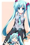  aqua_eyes aqua_hair bad_id bad_pixiv_id hachune_miku hatsune_miku highres long_hair necktie shino_(sosuketo) sitting skirt smile solo thighhighs twintails very_long_hair vocaloid 