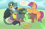  2016 blush caroo coin dialogue english_text equine female friendship_is_magic gabby_(mlp) mammal my_little_pony pegasus scootaloo_(mlp) text tickle_fetish tickling wings 