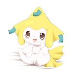  blush chibi cute female humanoid jirachi legendary_pok&eacute;mon nintendo open_mouth pok&eacute;mon pussy schnecken simple_background sitting solo spread_legs spreading tongue tongue_out video_games white_background 