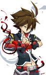  blazblue blood brown_hair highres male_focus naoto_kurogane 