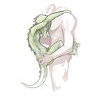  abdominal_bulge armpits embrace eyes_closed female holding_character human kobold larger_male male male/female mammal nude size_difference smaller_female unknown_artist 