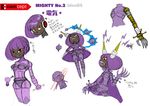  claws concept_art dark_skin mighty_no._3 mighty_no._9 purple_hair red_eyes robot robot_girl translation_request 