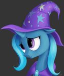  2016 blue_fur cape clothed clothing equine female feral friendship_is_magic fur graboiidz hair hat horn mammal multicolored_hair my_little_pony portrait purple_eyes solo trixie_(mlp) two_tone_hair unicorn wizard_hat 