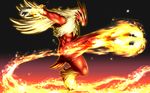  2015 action_pose anthro blaziken blue_eyes fire fur gradient_background ninja_fiction nintendo open_mouth pok&eacute;mon red_fur red_theme simple_background solo video_games 