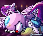  &lt;3 2016 anus big_butt blue_hair butt cutie_mark dock duo equine feathered_wings feathers female feral friendship_is_magic hair half-closed_eyes hooves horn huge_butt husband_and_wife lying mammal multicolored_hair my_little_pony on_back open_mouth oral princess_cadance_(mlp) sex shining_armor_(mlp) snout_fuck unicorn whisperfoot winged_unicorn wings 