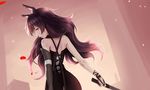  animal_ears blake_belladonna girl katana long_hair purple_hair rwby sword weapon yellow_eyes 