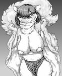  anthro big_breasts breasts bubonikku clothed clothing ear_piercing female flying_squirrel fur hair hair_over_eye huge_breasts mammal nipples piercing rodent slightly_chubby smile solo squirrel topless 