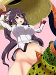  1girl artist_request breasts cell_(dragon_ball) censored dragon_ball dragonball_z infinite_stratos large_breasts long_hair open_mouth peril rape sex shinonono_houki tail tears vaginal 