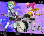  2girls drum guitar hi_hi_puffy_amiyumi multiple_girls my_little_pony my_little_pony_equestria_girls my_little_pony_friendship_is_magic personification pinkie_pie rainbow_dash tagme uotapo 