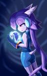  anthro aura boots clothing dragon female footwear freedom_planet gem gloves goshaag hair half-closed_eyes horn invalid_tag long_hair long_twintails looking_at_viewer open_mouth purple_eyes purple_hair sash_lilac shorts solo sparkles video_games 