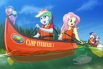  1boy 4girls bonbon_(my_little_pony) canoe dog fish fluttershy life_vest lyra_heartstrings multiple_girls my_little_pony my_little_pony_equestria_girls my_little_pony_friendship_is_magic rainbow_dash spike_(my_little_pony) tagme uotapo 